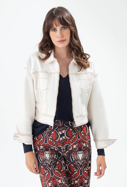 Blouson en jeans blanc Pénélope 1