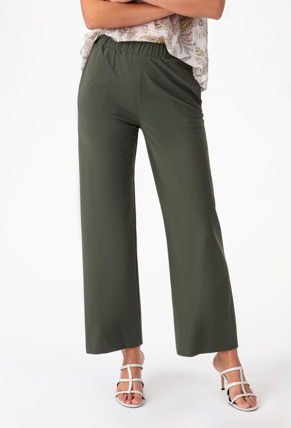 Pantalon Hera kaki coupe droite en jersey technique 2