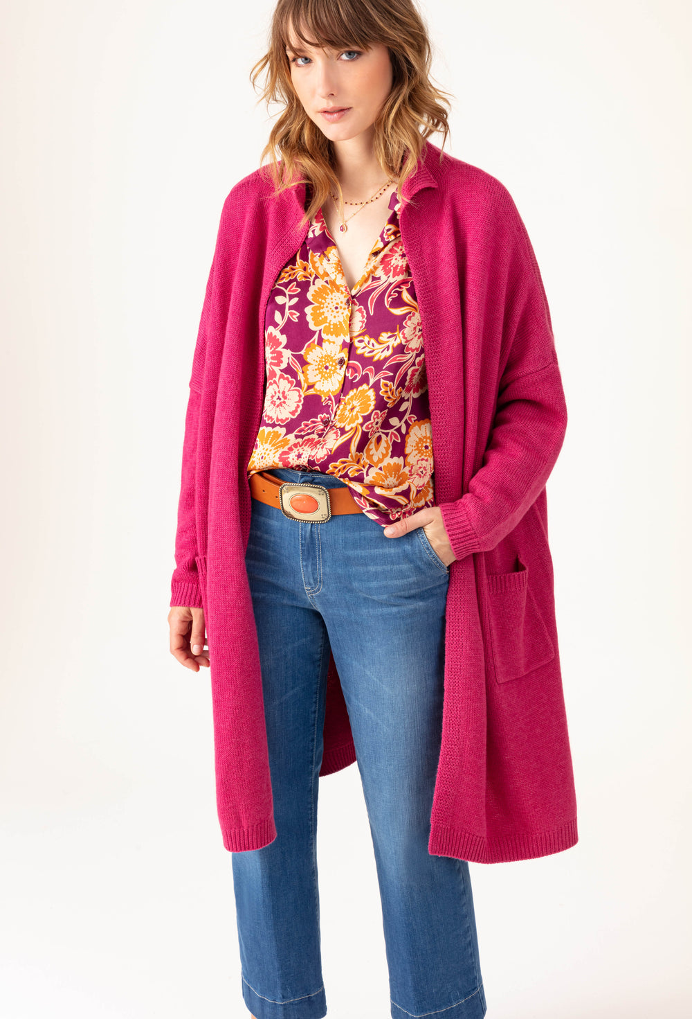 Gilet Amira en laine pivoine 1