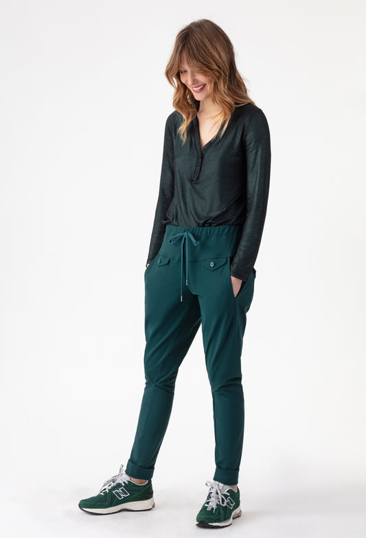 Pantalon Pop en jersey technique vert emeraude 1