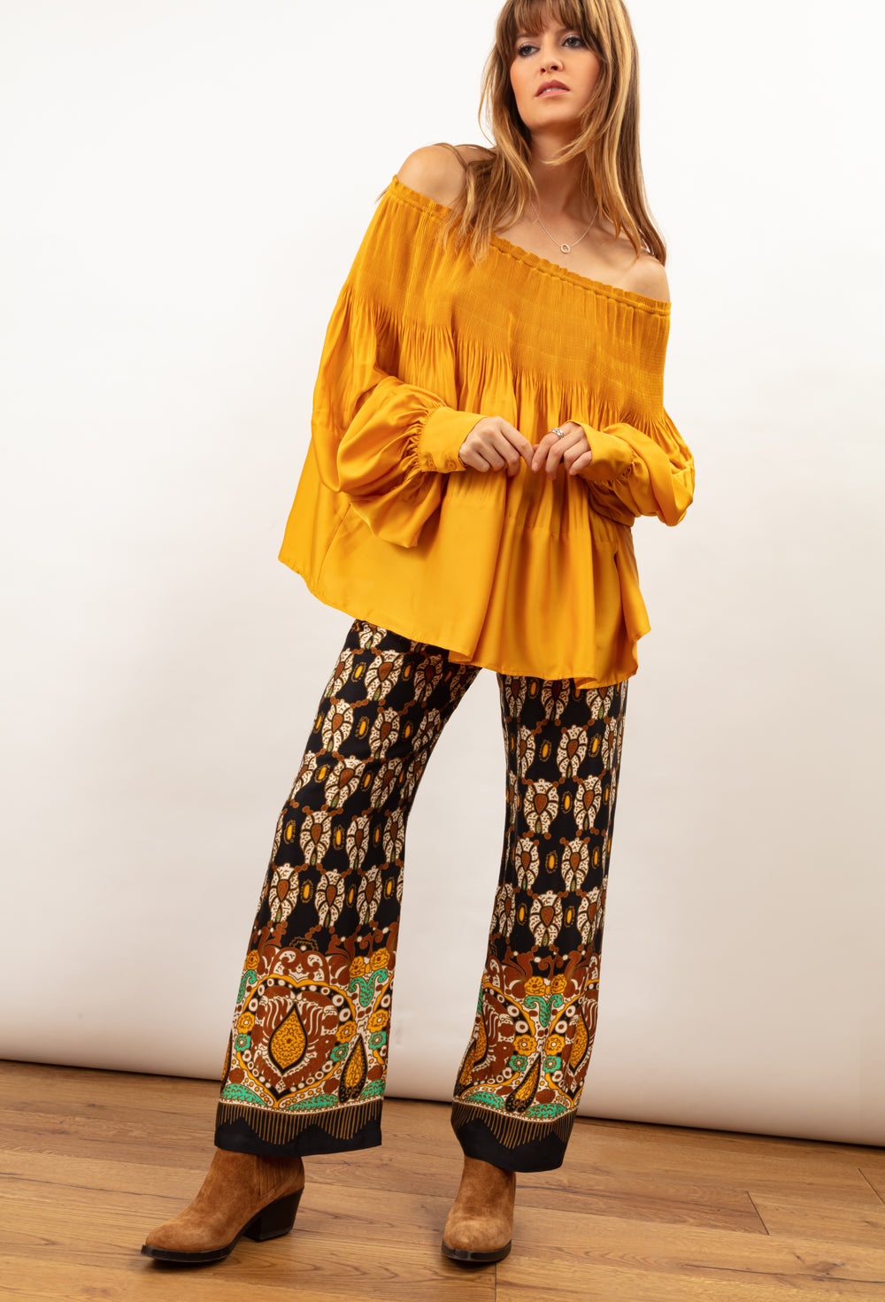 Blouse Wanda plissée ocre 2