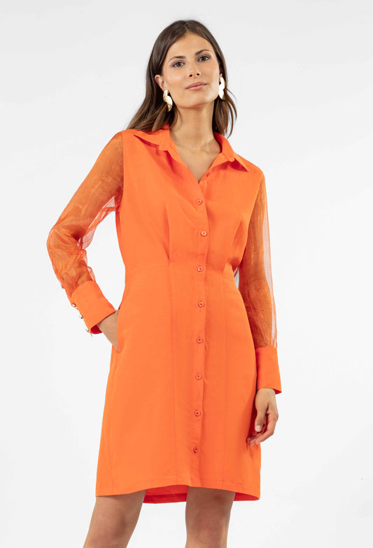 Robe chemise Jayda orange 1