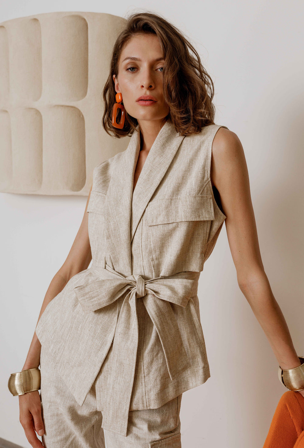 Gilet sans manches Ilyes en lin/coton 1
