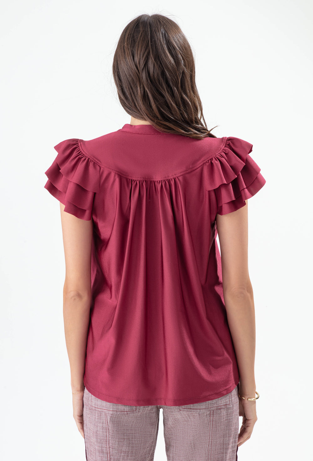 Tee-shirt Minéral à volants en jersey technique nacré 3