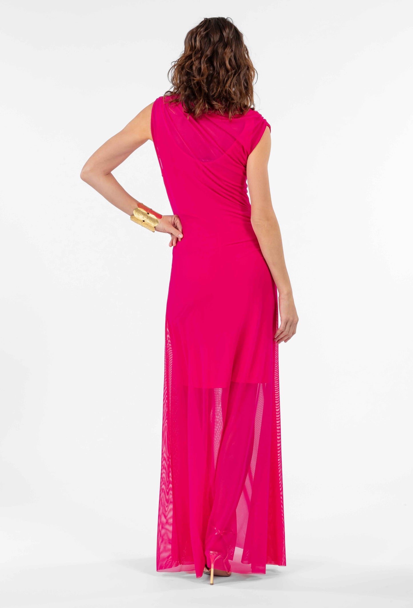 Robe longue Betanie fuchsia 3