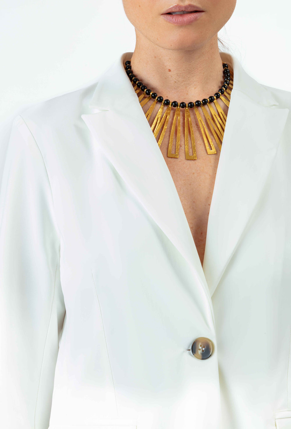 Veste tailleur Salima en jersey technique blanc 4