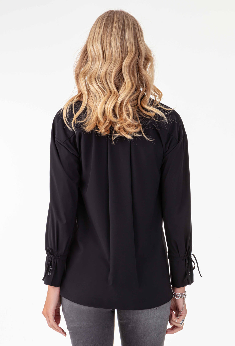 Blouse noire Chrissy en jersey technique 3