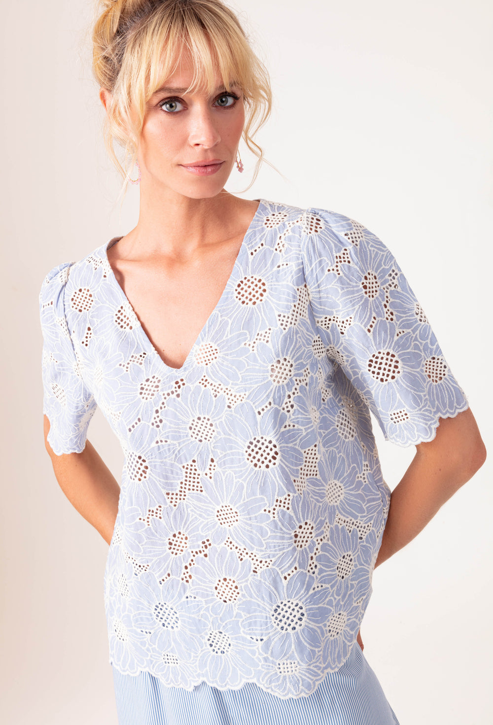 Top Angelica bleu ciel 100% coton 1