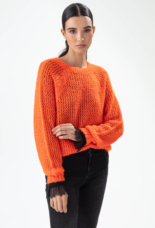 Pull Graphe orange 30% Alpaga 5