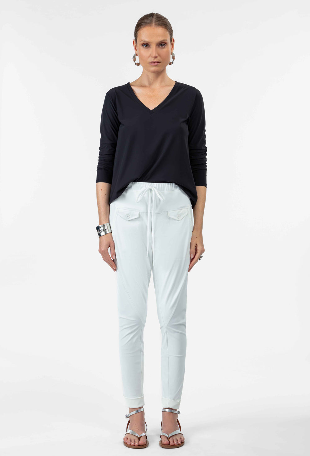 Pantalon Pop Blanc En Jersey Technique 3