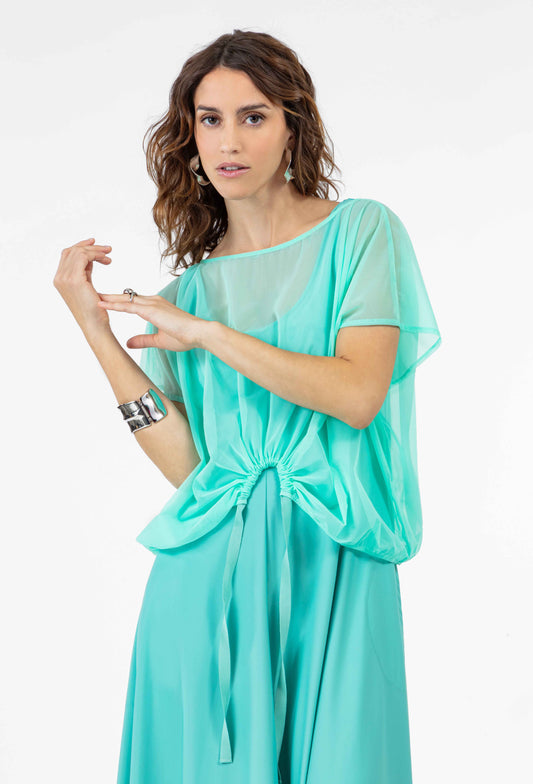 Top cropped Alicia en résille turquoise 1
