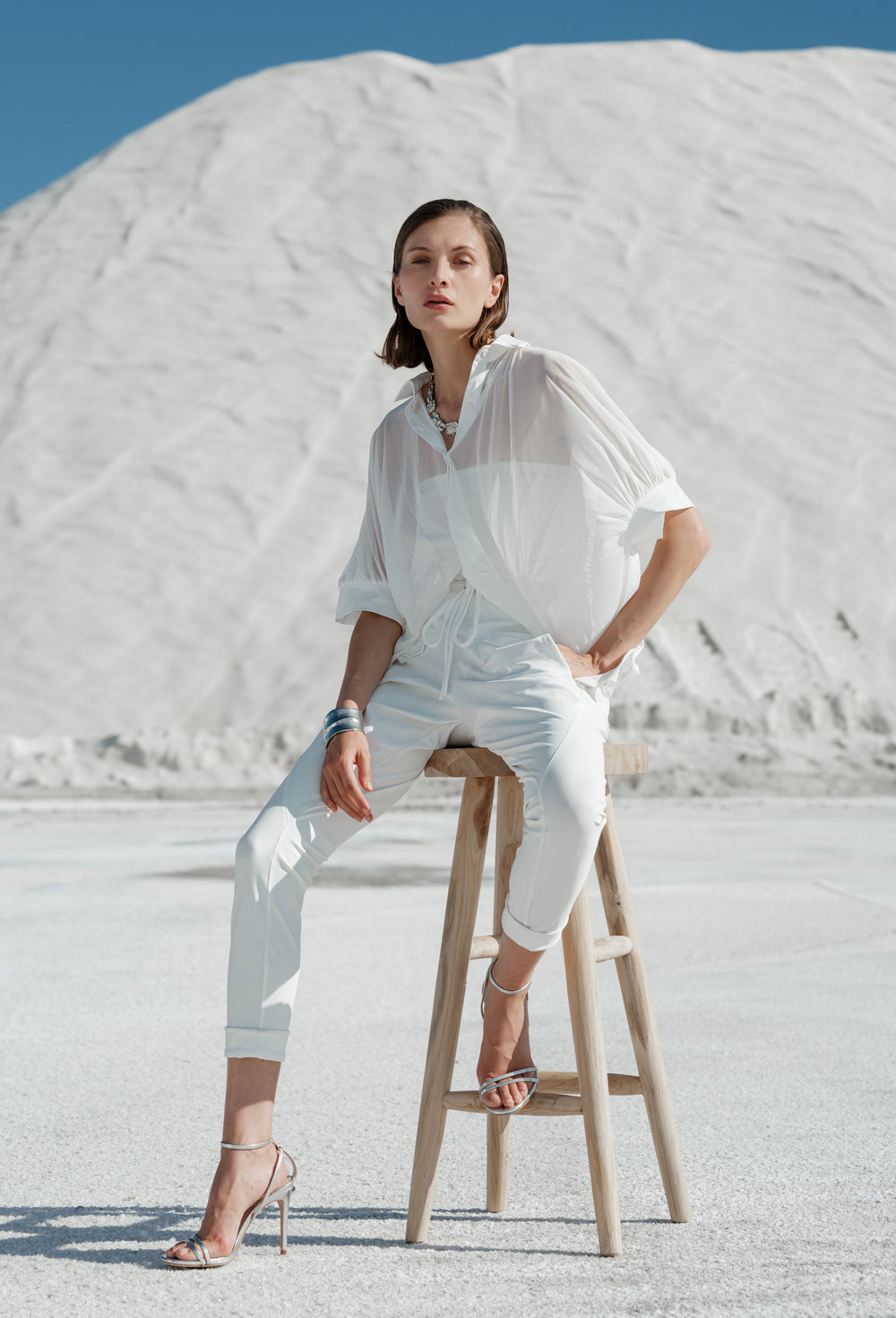 Pantalon Pop Blanc En Jersey Technique 2