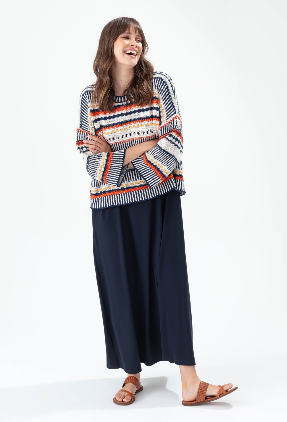 Pull col rond Gigi rayé jacquard 4