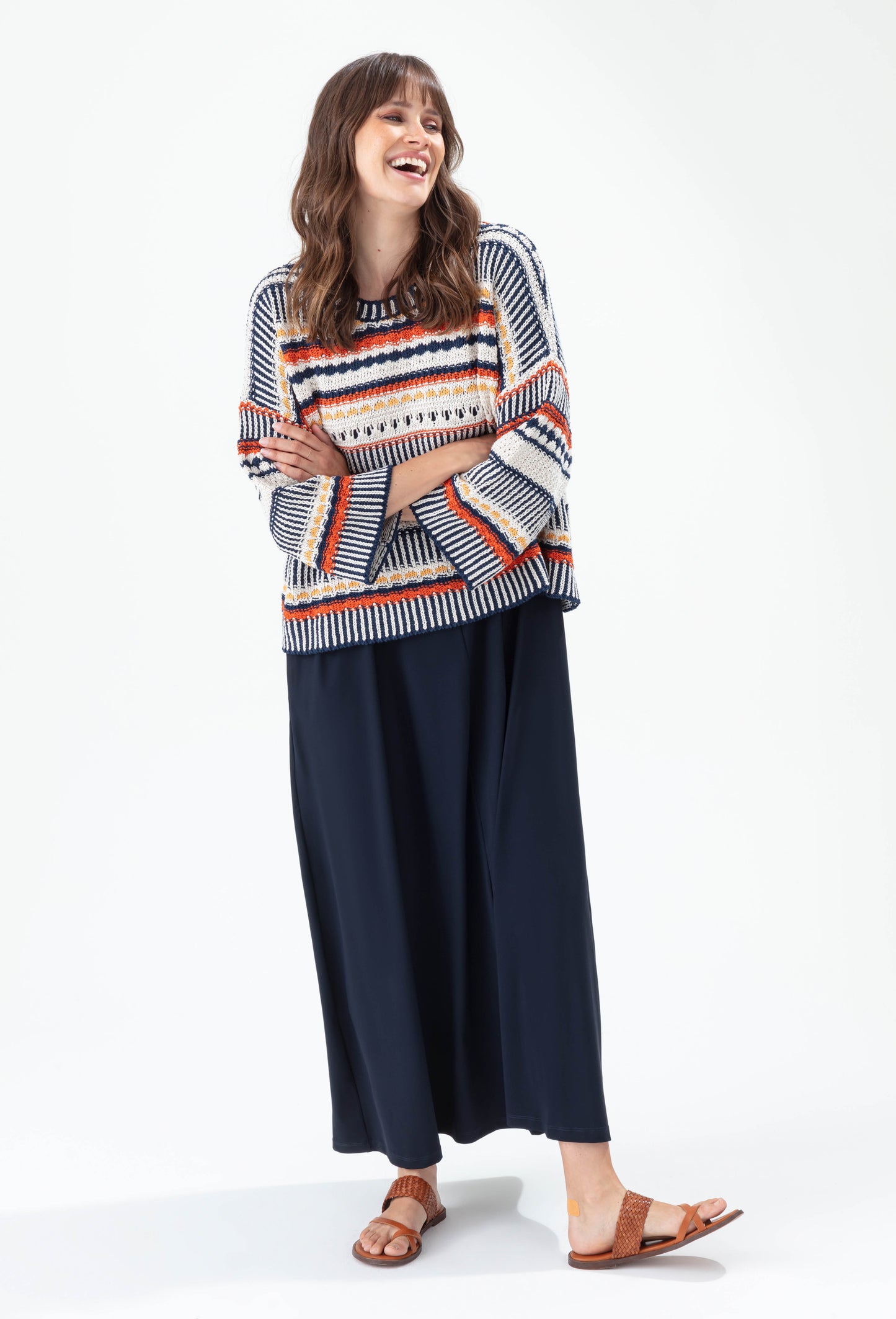 Pull col rond Gigi rayé jacquard 4
