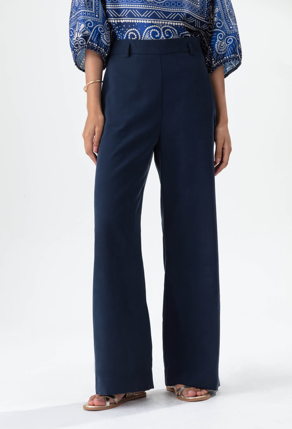 Pantalon Christian marine coupe wide 4