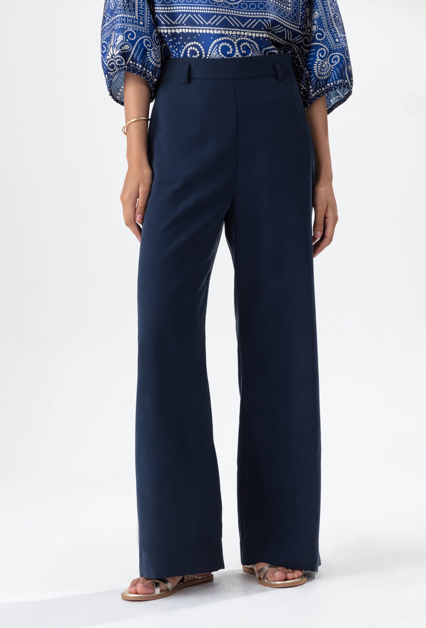 Pantalon Christian marine coupe wide 4