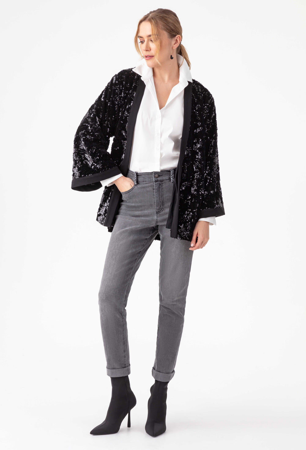 Jean slim Evan gris en coton 5