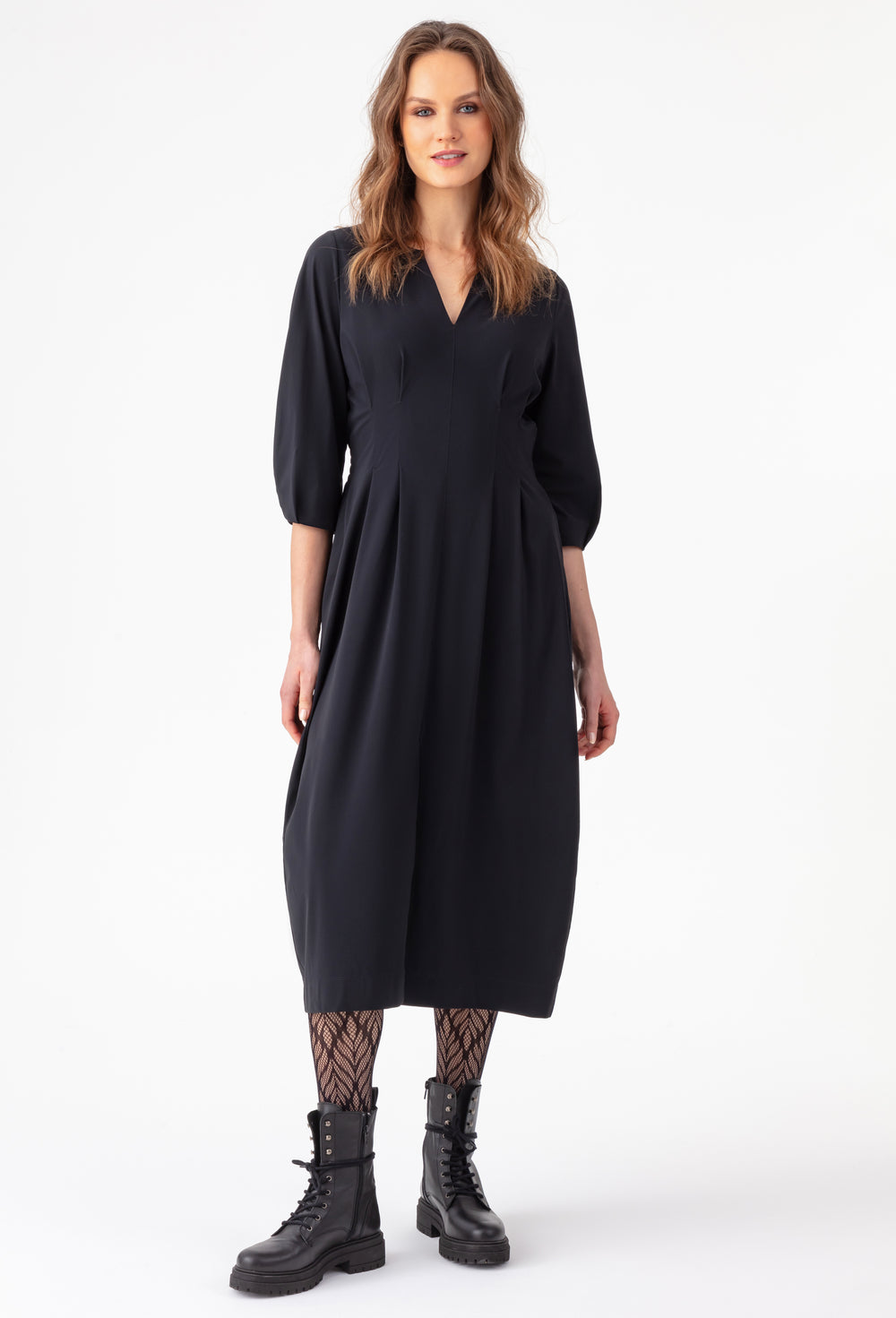 Robe longue Miranda noire en jersey technique 1