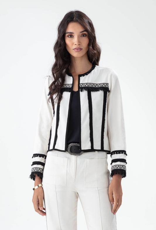 Veste Indira écru et noire 1