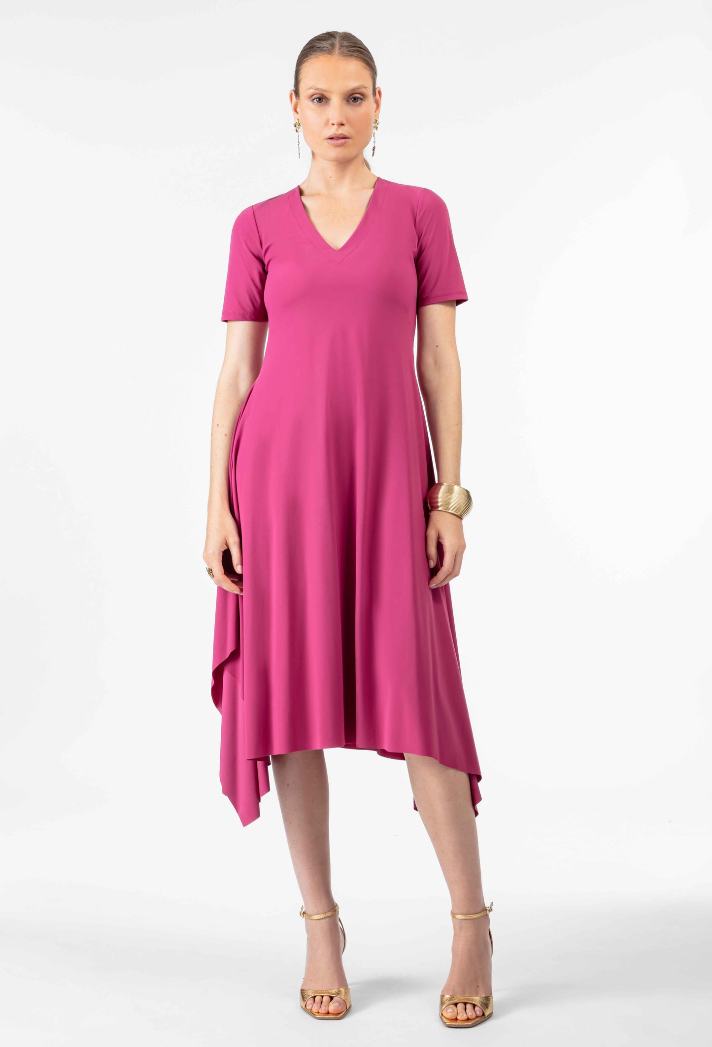 Robe longue Leanne en jersey technique framboise 4