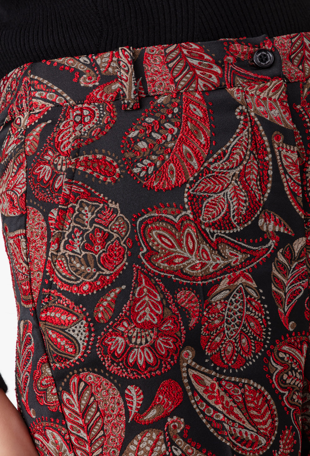 Pantalon cigarette Baker en jacquard rouge 3