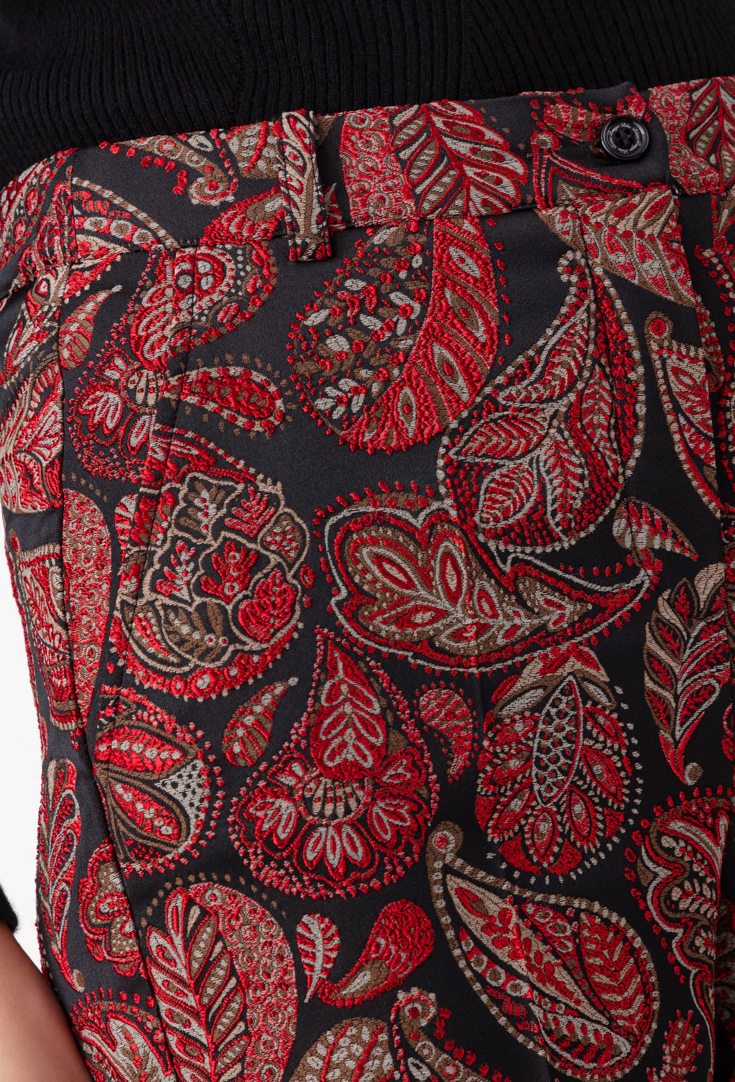 Pantalon cigarette Baker en jacquard rouge 3