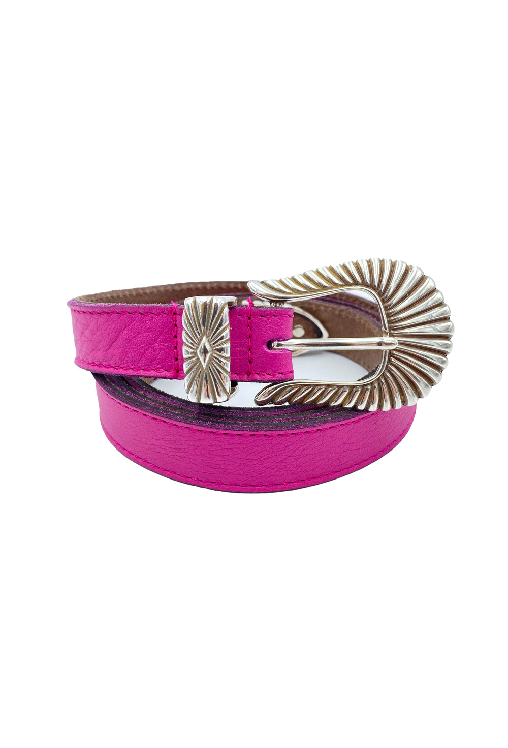 Ceinture Cheyenne en cuir fuchsia 3