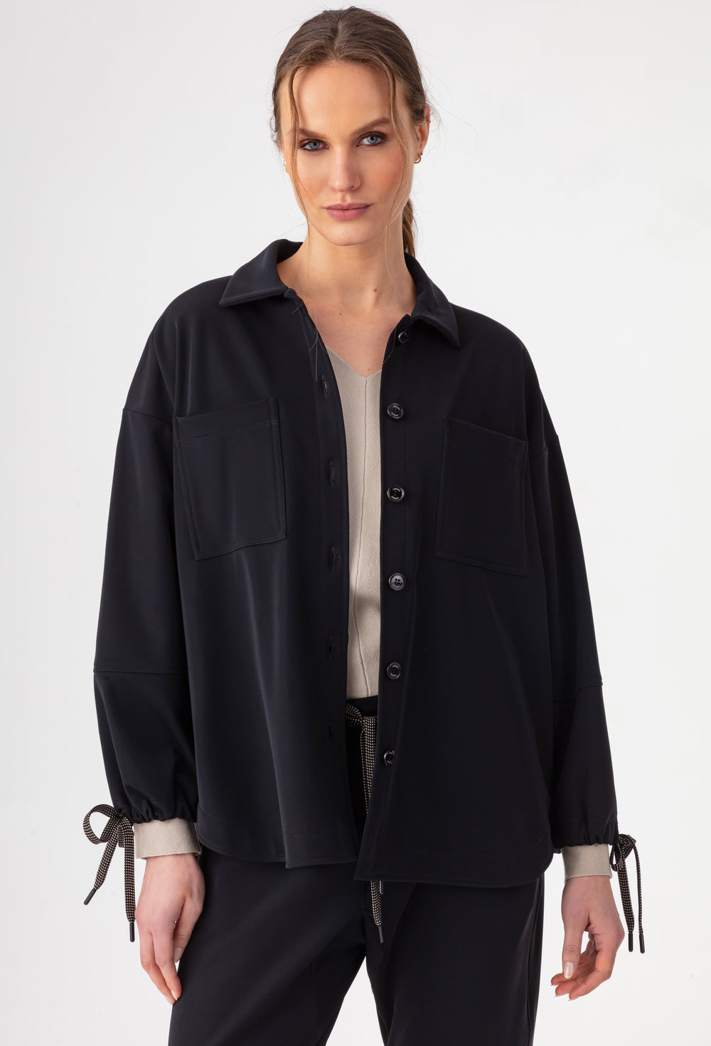 Surchemise Garett noire en jersey technique gratté 1