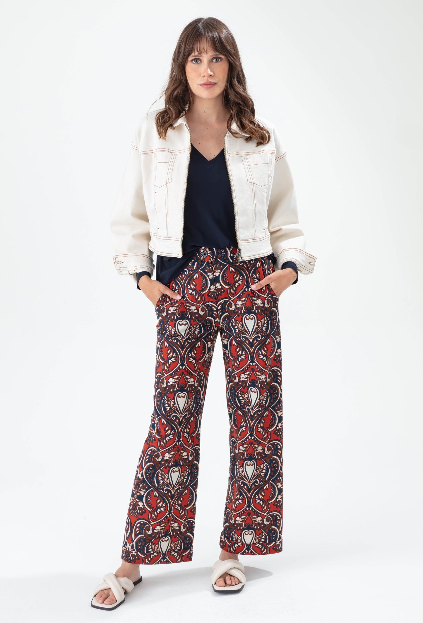 Pantalon Lauren imprimé baroque en jersey technique 1
