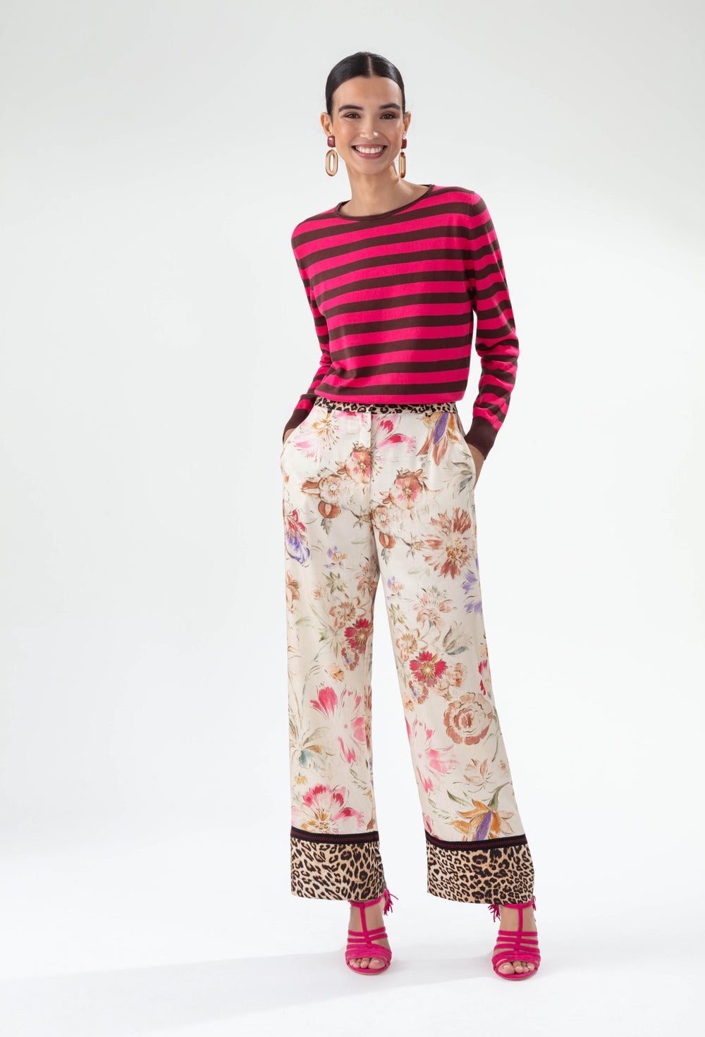 Pantalon large Féroce imprimé papyrus et léopard 1
