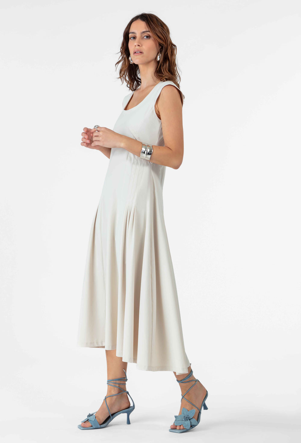 Robe longue Ariane en jersey technique galet 5