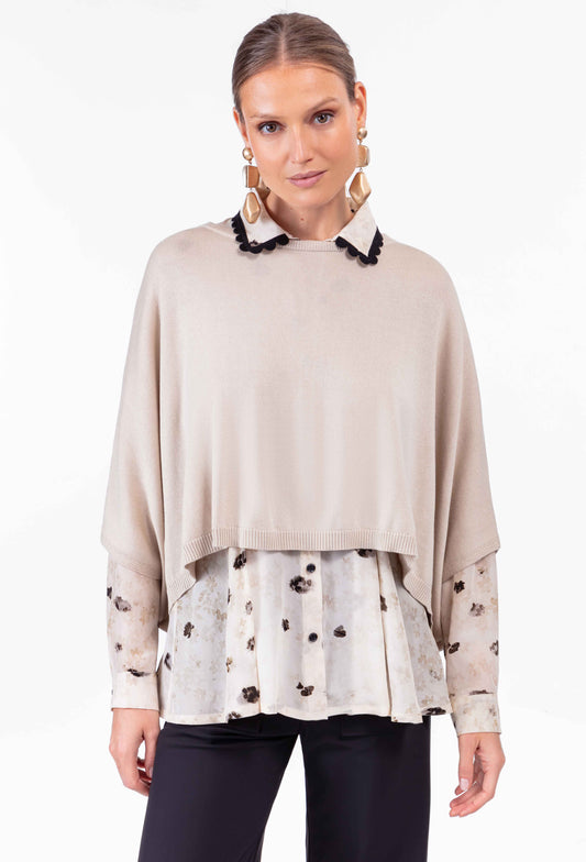 Pull oversize Flora beige 1