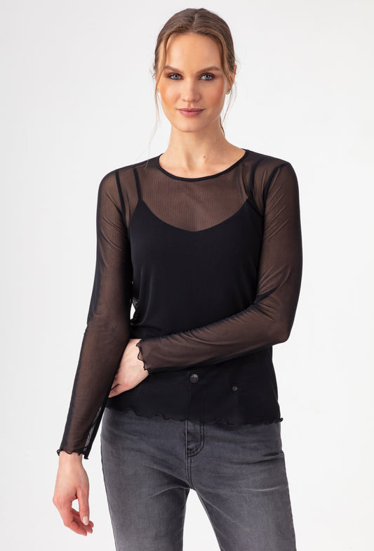 Tee-shirt Norma en résille noir 1