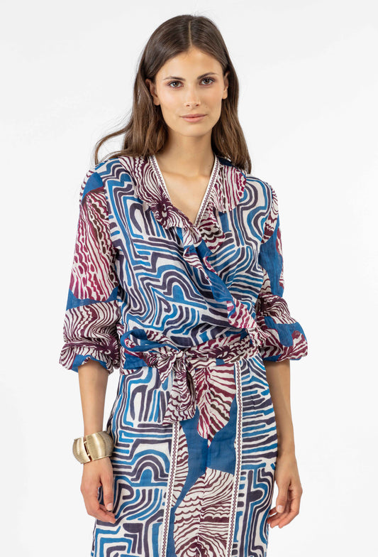 Blouse cache-coeur Gaby en ramie 1