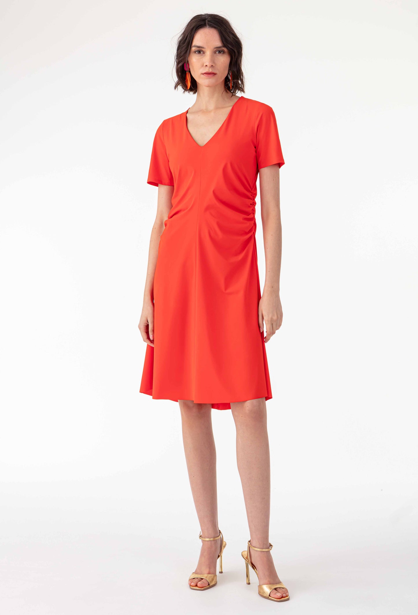 Robe midi Camila en jersey technique orange 2
