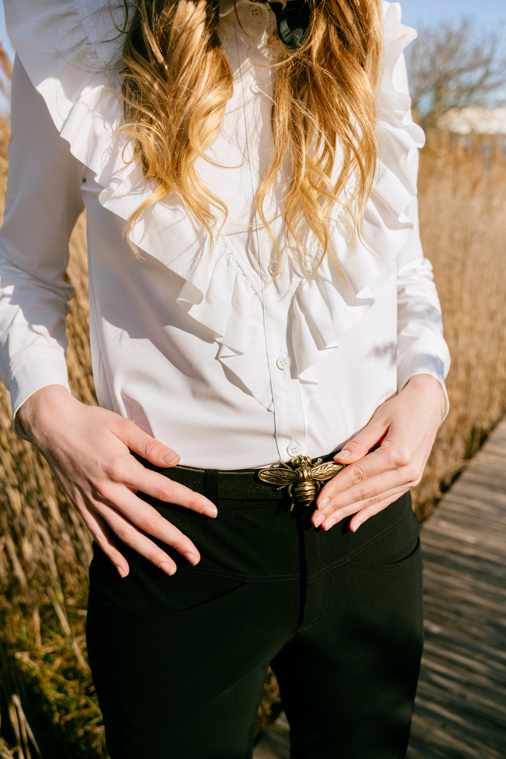 Ceinture Abiho en cuir marron irisée 2