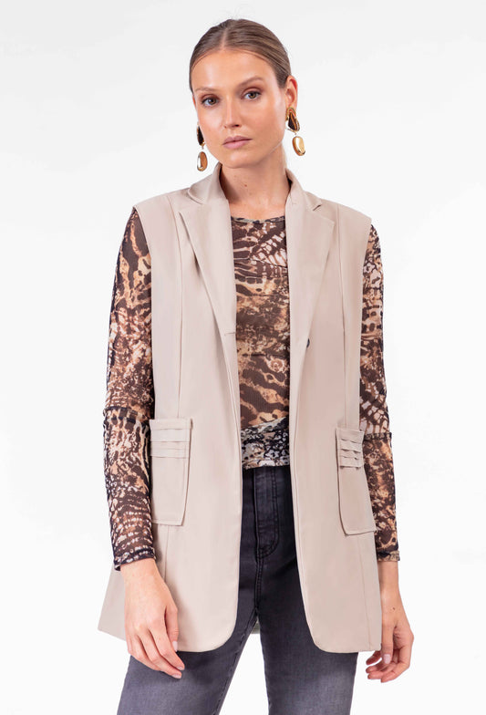 Veste sans manches Tess en jersey technique beige 2